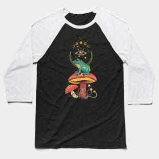 Frog Mushroom Cottagecore Aesthetic Baseball T-Shirt
